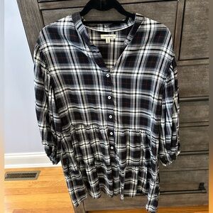Maxi Studio Sz Lg Plaid Dress. NWOT. Black white and red plaid